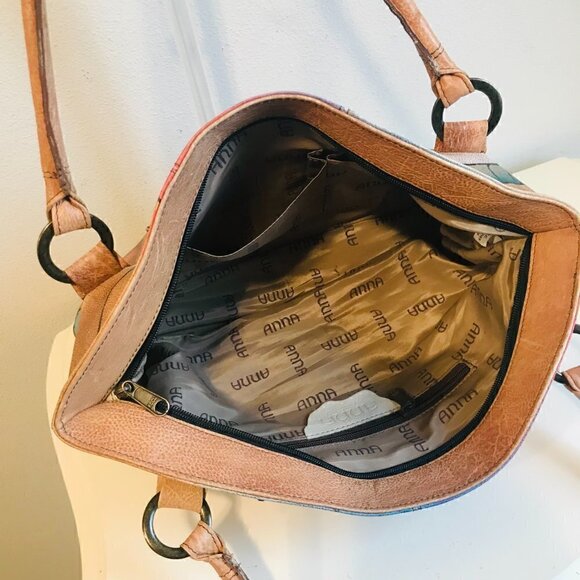 Anna by Anuschka Painted Art Handbag Tote Satchel with Wallet - Picture 8 of 10